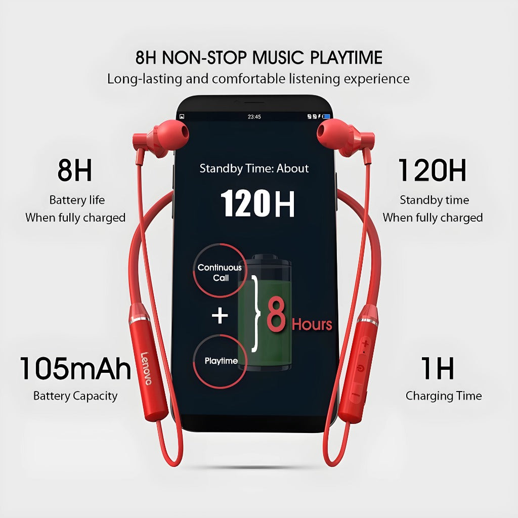Lenovo Wireless Neckband HE05X Magnetic Earphones
