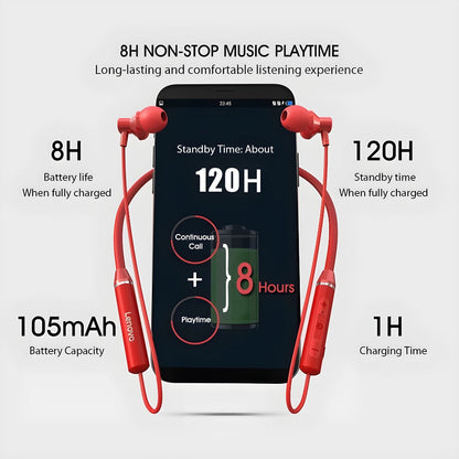 Lenovo Wireless Neckband HE05X Magnetic Earphones